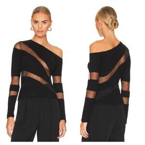 Cult Gaia Kaz Mesh Knit Asym Sweater Sz S